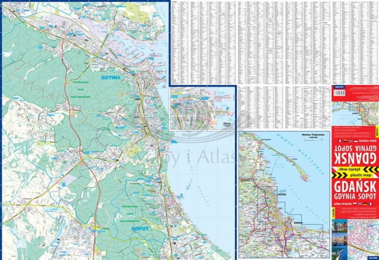 Trójmiasto. Gdańsk, Gdynia, Sopot 1:26 000. Foliowana mapa / Plan miasta wydawnictwa ExpressMap. Rozłożona mapa 1
