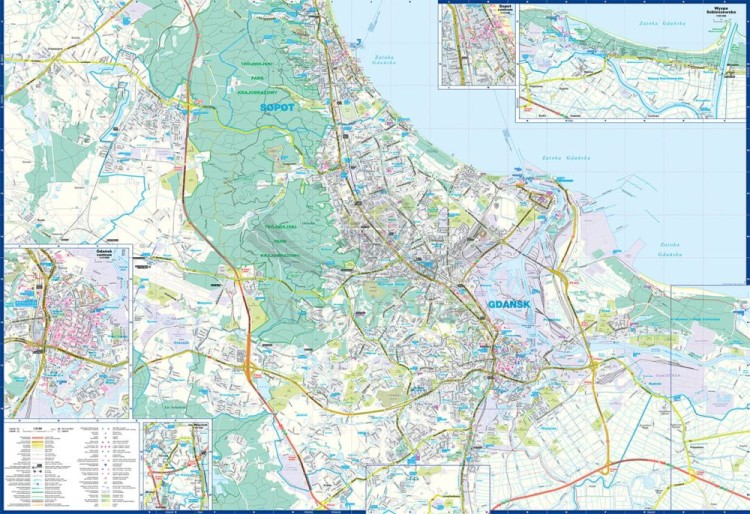 Trójmiasto. Gdańsk, Gdynia, Sopot 1:26 000. Foliowana mapa / Plan miasta wydawnictwa ExpressMap. Rozłożona mapa 2