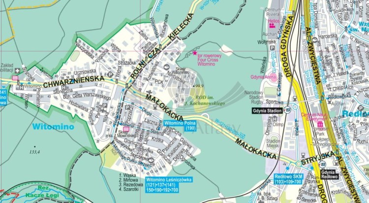 Trójmiasto. Gdańsk, Gdynia, Sopot 1:26 000. Foliowana mapa / Plan miasta wydawnictwa ExpressMap. Fragment