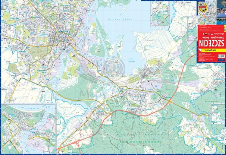 Szczecin, Świnoujście, Police. Mapa / Plan miasta wydawnictwa ExpressMap. Rozłożona mapa 2