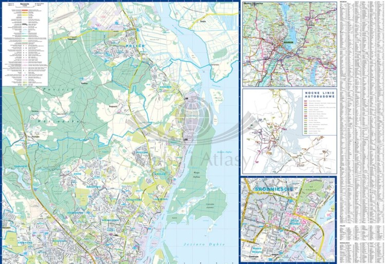 Szczecin, Świnoujście, Police. Mapa / Plan miasta wydawnictwa ExpressMap. Rozłożona mapa 1