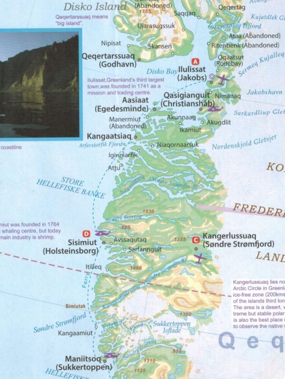 Grenlandia. Biegun Północny. Mapa samochodowo-turystyczna wydawnictwa ITMB. Fragment