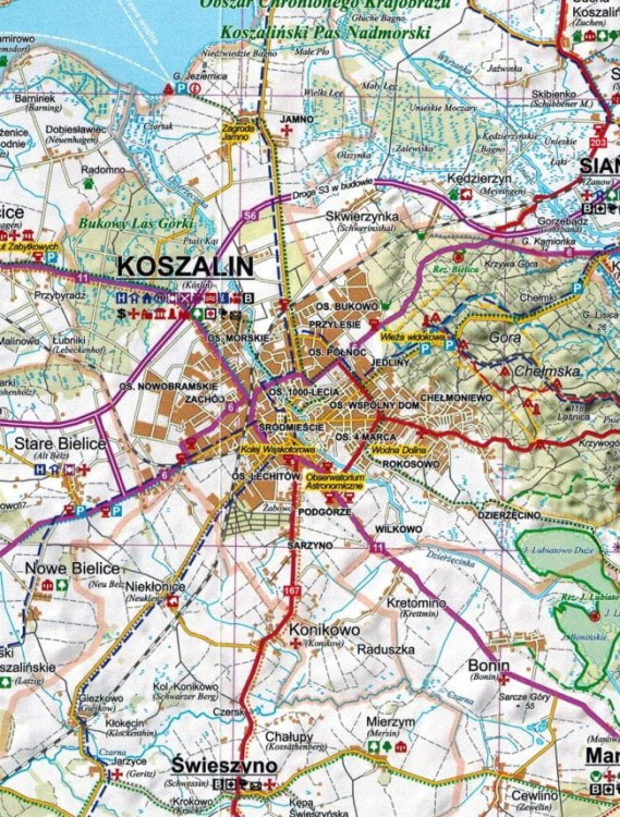 Powiat koszaliński 1:110 000. Mapa turystyczna wydawnictwa EKO-MAP. Fragment 1