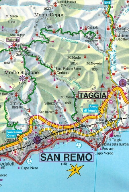 Liguria, Riwiera Włoska, Genua, Cinque Terre. Mapa samochodowo-turystyczna wydawnictwa Freytag & Berndt. Fragment 2