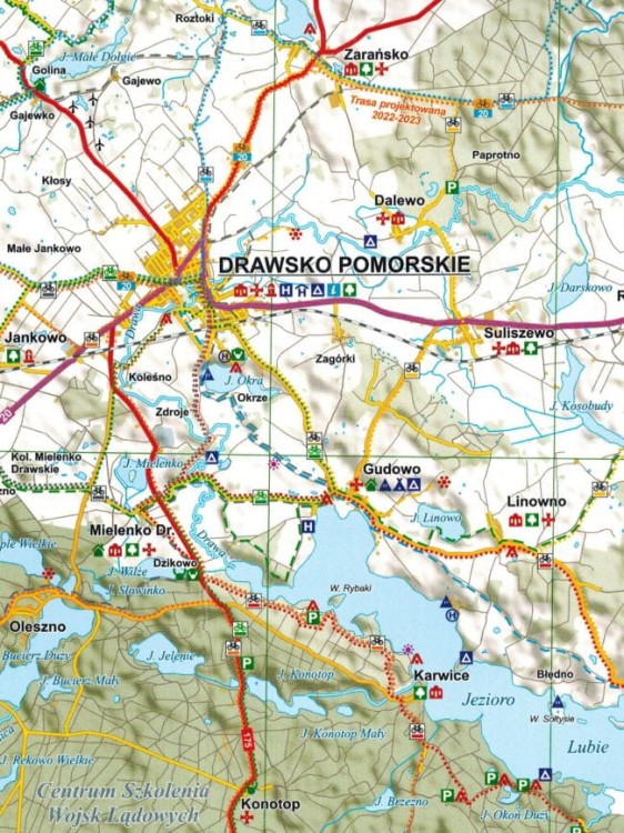 Pojezierze Drawskie 1:100 000. Mapa turystyczna dla rowerzystów wydawnictwa EKO-MAP. Fragment 1