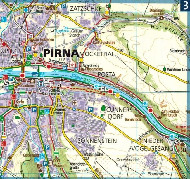 Saksońska Szwajcaria. Wodoodporna mapa turystyczna 810 wydawnictwa Kompass. Fragment 4