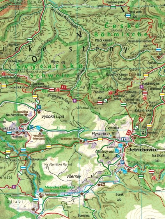 Saksońska Szwajcaria. Wodoodporna mapa turystyczna 810 wydawnictwa Kompass. Fragment 3