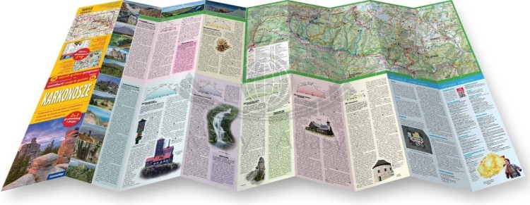 Karkonosze. Laminowana mapa turystyczna + Miniprzewodnik wydawnictwa ExpressMap. Rozłożona mapa