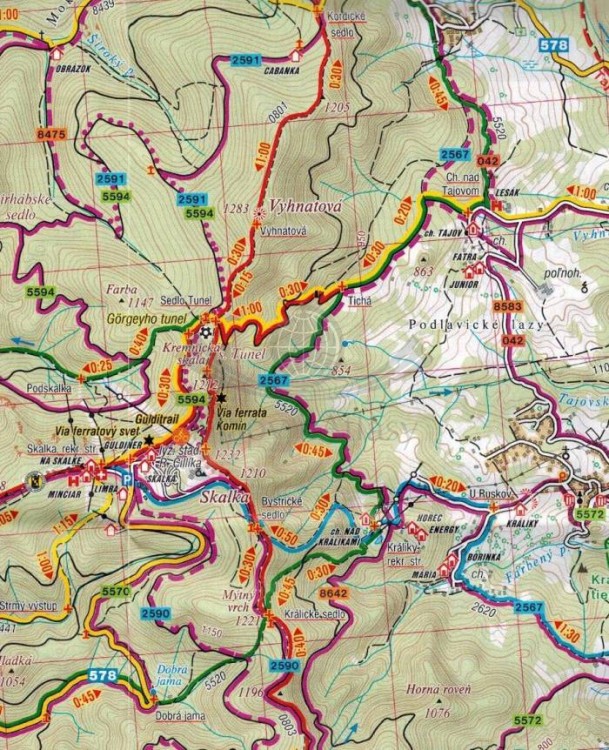 Góry Szczawnickie i Kremnickie. Mapa turystyczna 482 wydawnictwa Shocart. Fragment 2