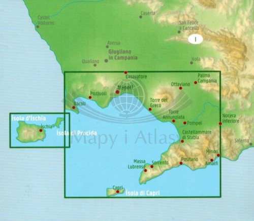 Zatoka Neapolitańska 1:50 000. Neapol, Ischia, Capri, Amalfitana. Mapa samochodowo-turystyczna wydawnictwa Freytag & Berndt. Zasięg