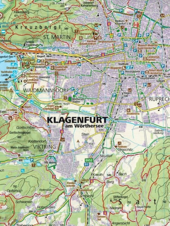 Klagenfurt i okolice. Zestaw dwóch map turystycznych 294 wydawnictwa Kompass. Fragment 1