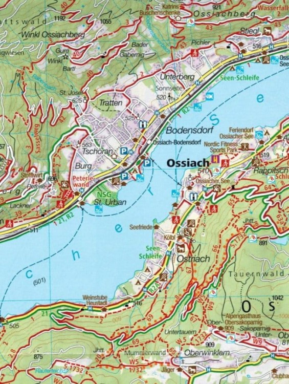 Klagenfurt i okolice. Zestaw dwóch map turystycznych 294 wydawnictwa Kompass. Fragment 2