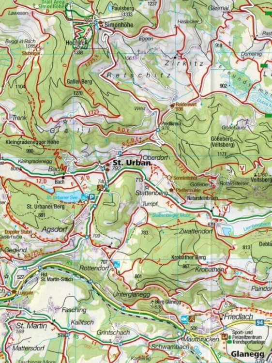 Klagenfurt i okolice. Zestaw dwóch map turystycznych 294 wydawnictwa Kompass. Fragment 1