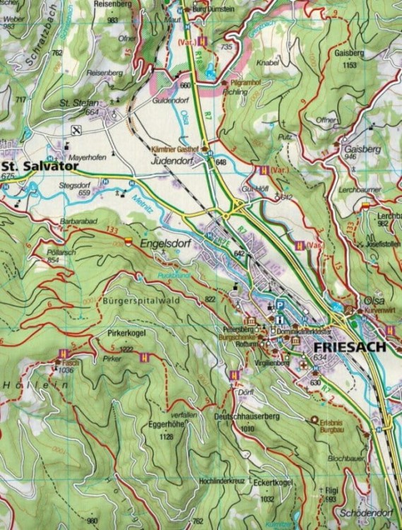 Klagenfurt i okolice. Zestaw dwóch map turystycznych 294 wydawnictwa Kompass. Fragment 2