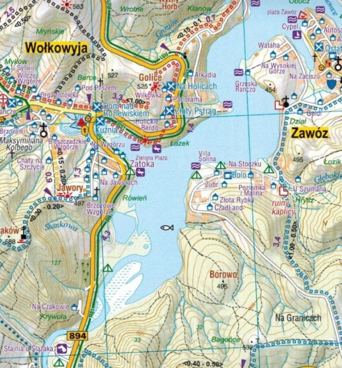 Jezioro Solińskie 1:25 000. Polańczyk. Wodoodporna mapa turystyczna wydawnictwa Galileos. Fragment 2
