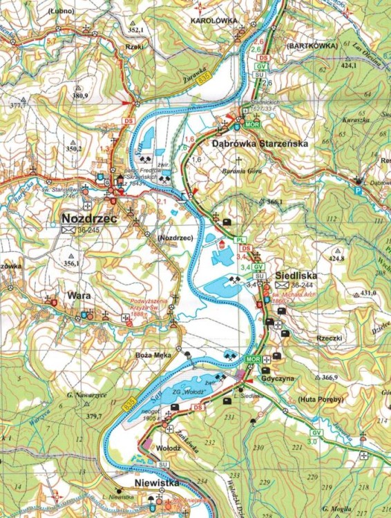 Okolice Rzeszowa 1:60 000. Mapa turystyczna. Fragment 2
