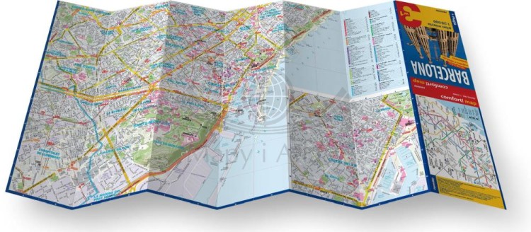Barcelona 3 w 1. Przewodnik, atlas, mapa wydawnictwa ExpressMap. Rozłożona mapa