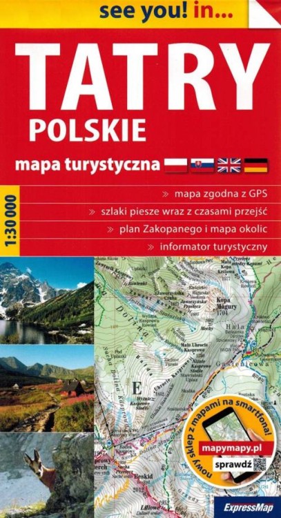 Tatry Polskie 1:30 000. Mapa turystyczna wydawnictwa ExpressMap. Okładka