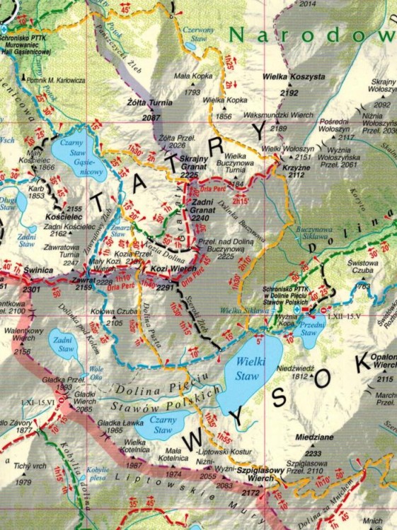 Zakopane i Tatry Polskie. Laminowany plan miasta / Mapa turystyczna wydawnictwa Gauss. Fragment 3