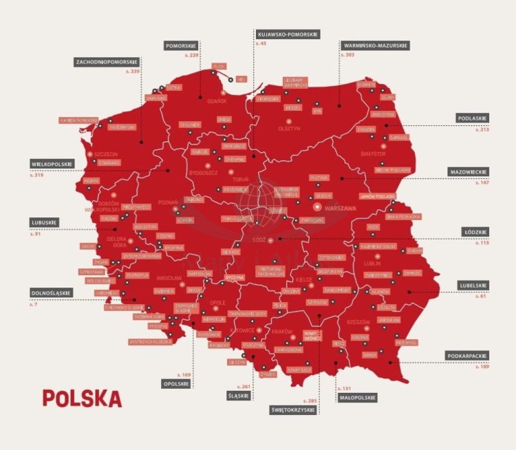 Polska z pomysłem. Miasta i miasteczka wydawnictwa Bezdroża. Mapa