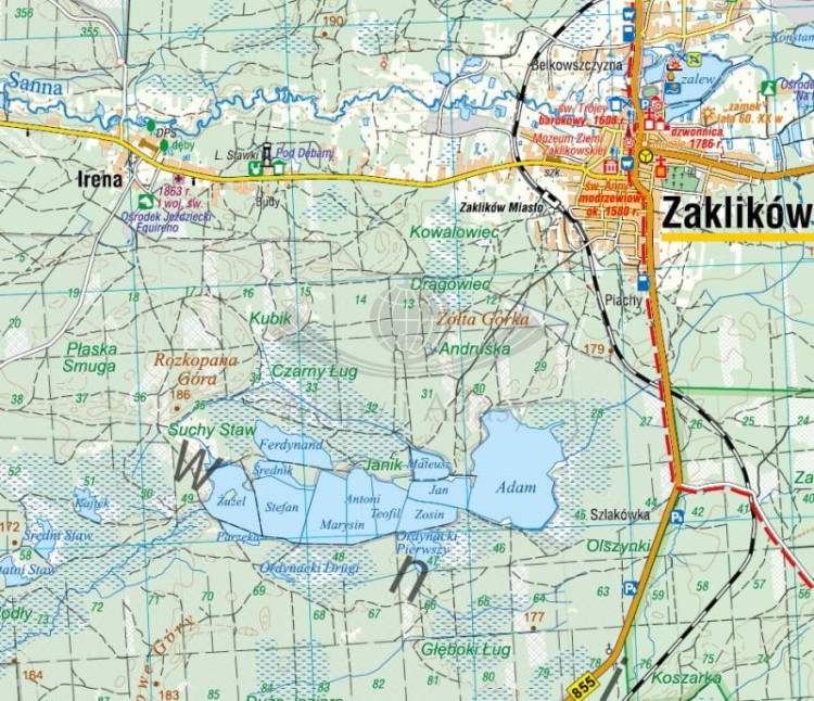 Lasy Janowskie 1:50 000. Mapa turystyczna wydawnictwa Compass. Fragment 3