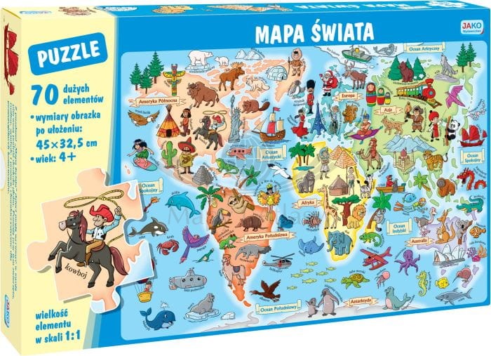 Mapa świata. Puzzle wydawnictwa Jako