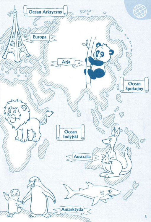 Moja kolorowanka. Atlas świata. Przykładowa strona 1