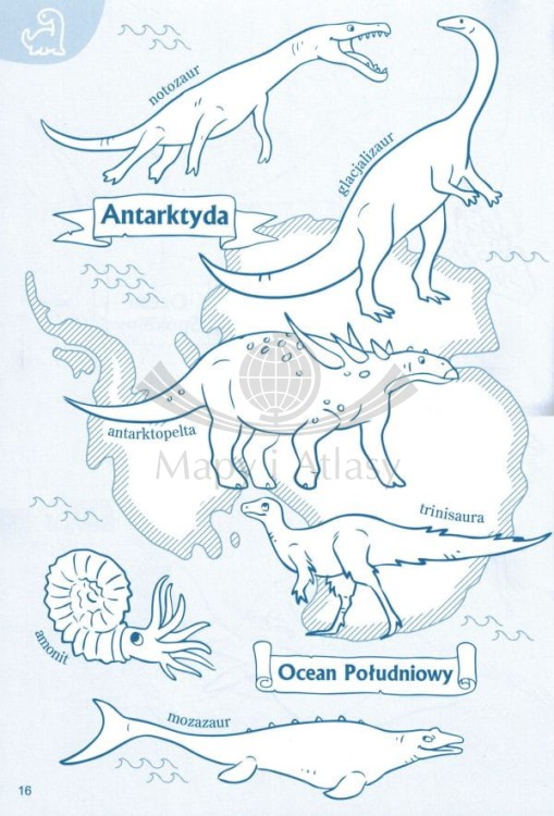 Moja kolorowanka. Atlas świata. Dinozaury. Przykładowa strona 2