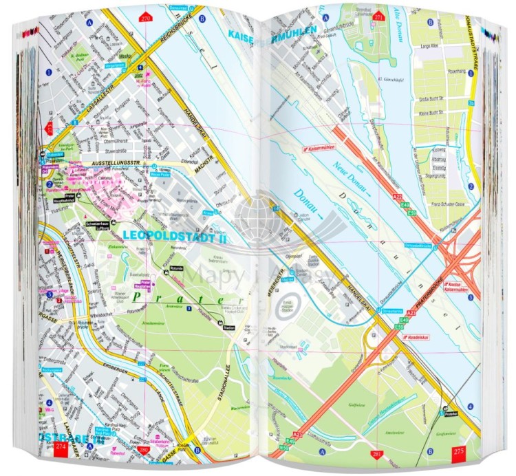 Wiedeń 3 w 1. Przewodnik, atlas i mapa wydawnictwa ExpressMap. Atlas - przykładowe strony