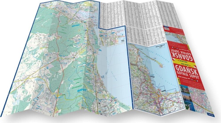 Trójmiasto. Gdańsk, Gdynia, Sopot. Mapa / Plan miasta wydawnictwa ExpressMap. Rozłożona mapa
