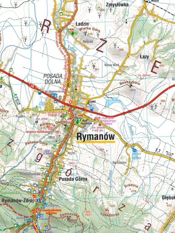 Beskid Niski 1:50 000. Mapa turystyczna wydawnictwa Compass. Fragment 1