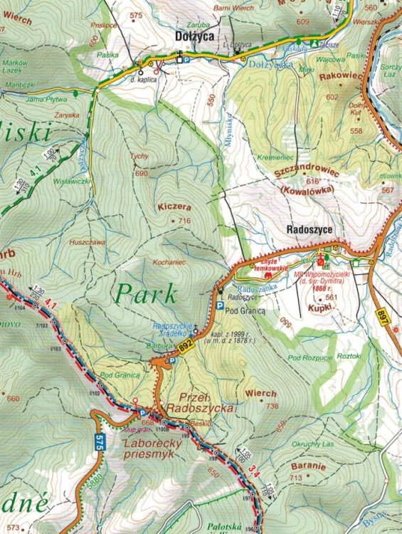 Beskid Niski 1:50 000. Mapa turystyczna wydawnictwa Compass. Fragment 2