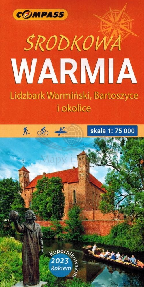 Środkowa Warmia. 1:75 000. Lidzbark Warmiński, Bartoszyce i okolice. Laminowana mapa turystyczna. Compass