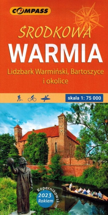 Środkowa Warmia. 1:75 000. Lidzbark Warmiński, Bartoszyce i okolice. Laminowana mapa turystyczna wydawnictwa Compass. Okładka