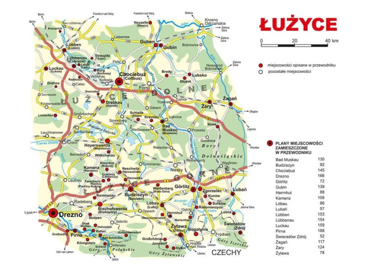 Łużyce. Przewodnik wydawnictwa Rewasz. Skorowidz mapek i planów