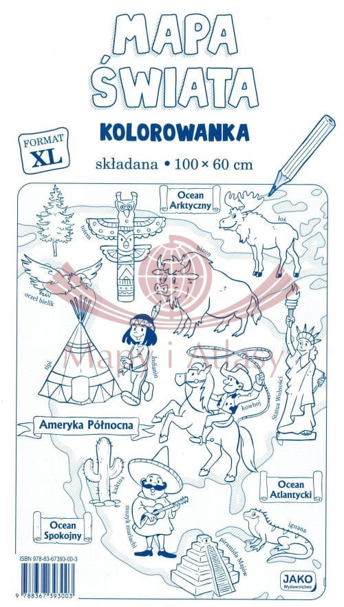 Mapa świata. Składana kolorowanka XL