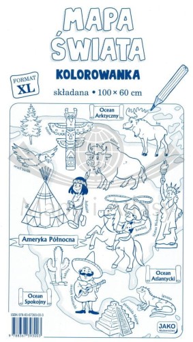 Mapa świata. Składana kolorowanka XL. Okładka
