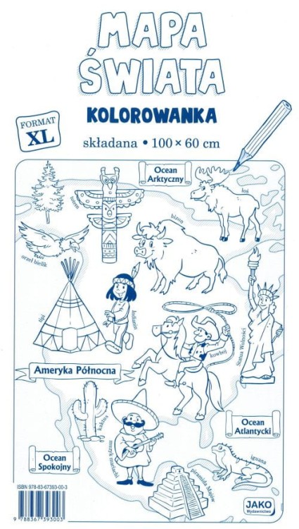 Mapa świata. Składana kolorowanka XL. Okładka