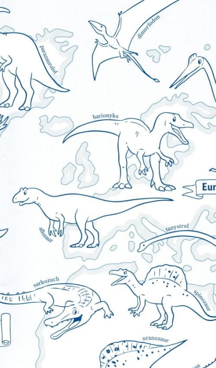 Mapa świata dinozaury. Składana kolorowanka XL. Fragment 1
