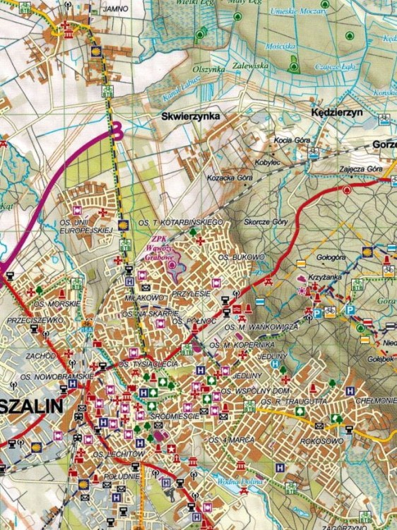 Wybrzeże Środkowe. Gąski - Mielno - Dąbki - Darłowo - Jarosławiec 1:60 000. Mapa turystyczna wydawnictwa EKO-MAP. Fragment 1