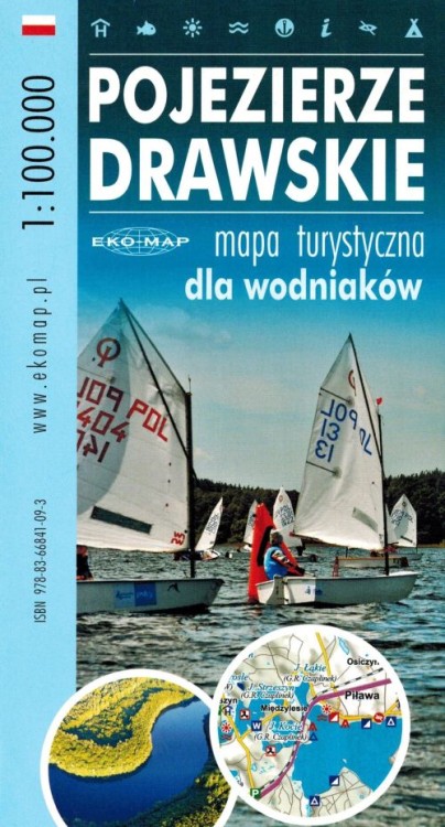 Pojezierze Drawskie 1:100 000. Mapa turystyczna dla wodniaków wydawnictwa EKO-MAP. Okładka