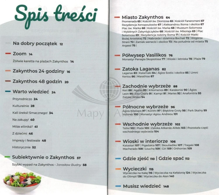 Zakintos / Zakynthos. Przewodnik Lajt wydawnictwa Pascal. Spis treści