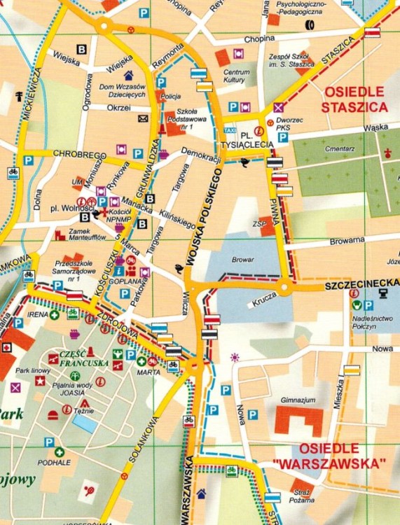 Połczyn-Zdrój i Szwajcaria Połczyńska. Mapa turystyczna wydawnictwa EKO-MAP. Fragment 2