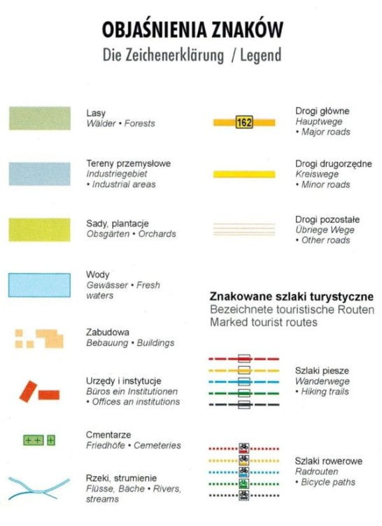 Połczyn-Zdrój i Szwajcaria Połczyńska. Mapa turystyczna wydawnictwa EKO-MAP. Legenda 1