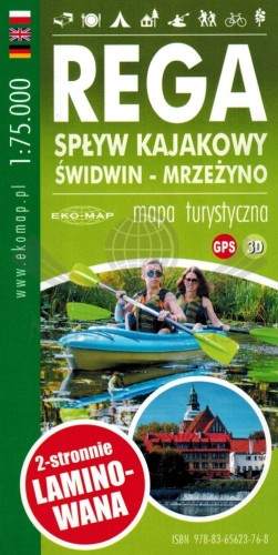 Rega - szlak kajakowy 1:25 000. Świdwin-Mrzeżyno. Mapa turystyczna wydawnictwa EKO-MAP. Okładka