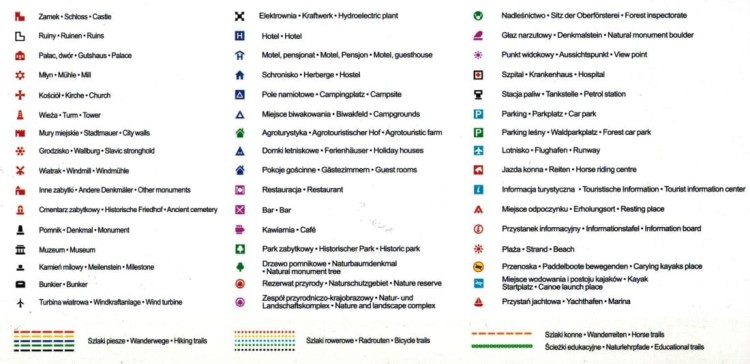 Rega - szlak kajakowy 1:25 000. Świdwin-Mrzeżyno. Mapa turystyczna wydawnictwa EKO-MAP. Legenda