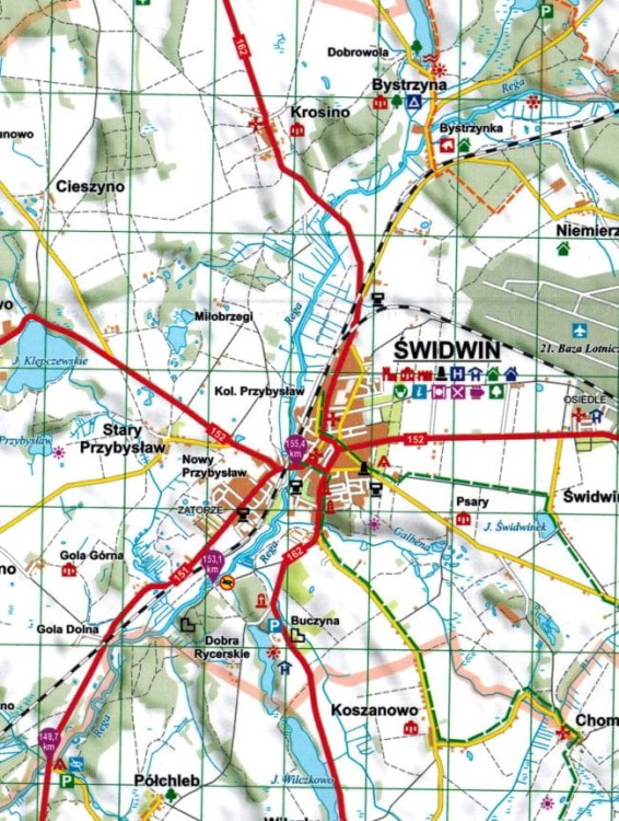Rega - szlak kajakowy 1:25 000. Świdwin-Mrzeżyno. Mapa turystyczna wydawnictwa EKO-MAP. Fragment 1