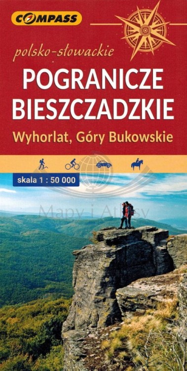 Bieszczadzkie pogranicze polsko-słowackie. Wyhorlat, Góry Bukowskie. Mapa turystyczna wydawnictwa Compass. Okładka