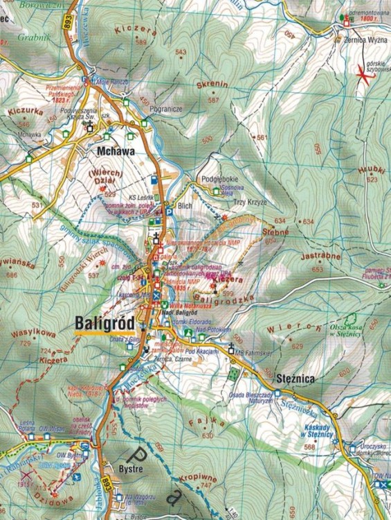 Bieszczadzkie pogranicze polsko-słowackie. Wyhorlat, Góry Bukowskie. Mapa turystyczna wydawnictwa Compass. Fragment 4