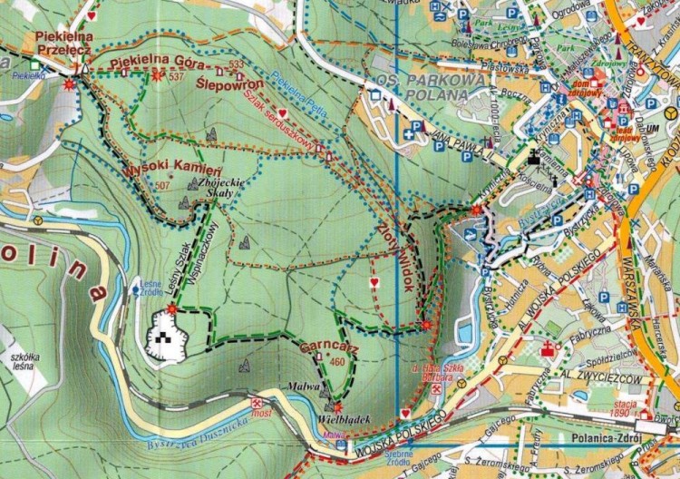 Polanica-Zdrój 1:18 000. Laminowana mapa kieszonkowa / Plan miasta wydawnictwa Compass. Fragment 1
